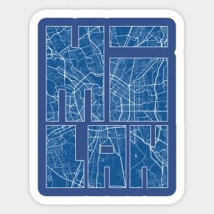 Milan, Italy City Map Typography - Blueprint Sticker